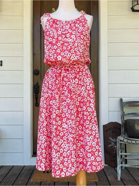 Vintage 1970s Malia Honolulu Cotton Floral Sundress - Pink/White